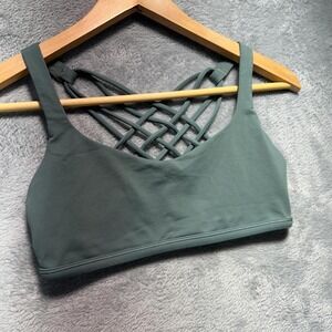 Lululemon Free To Be Wild Sports Bra Green NO PADS Strappy Back Yoga Size 6